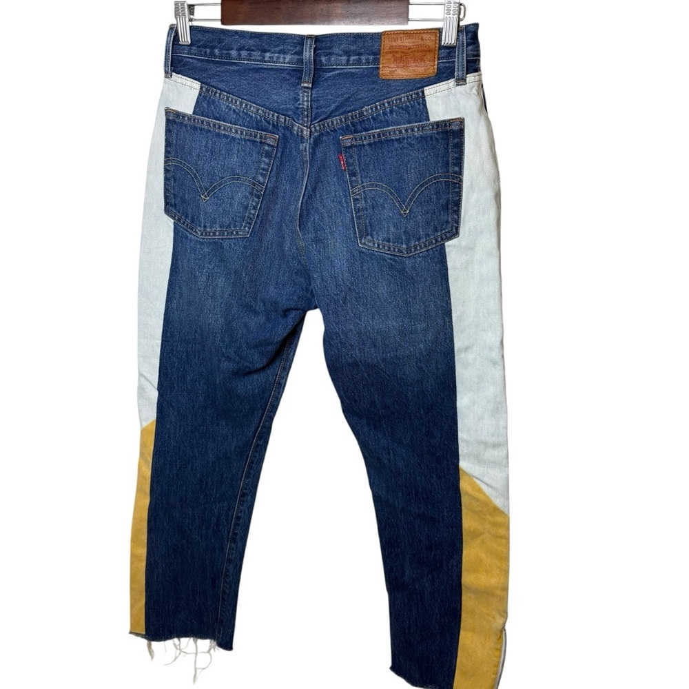 Levi's Premium | 5 Moto Colorblock Crop Buttonfly Jeans | 100% Cotton | Sz 29/28 - Picture 8 of 15